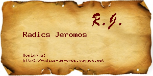 Radics Jeromos névjegykártya